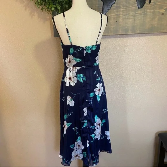 Lulus All About Love Navy Blue Floral Print Midi Dress Party Cocktail - XS - Picture 8 of 10